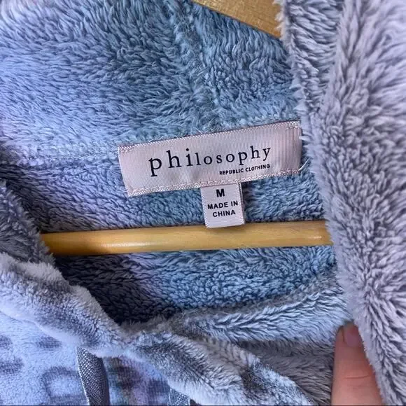 Philosophy Gray Leopard Print Hoodie Medium - Picture 6 of 10